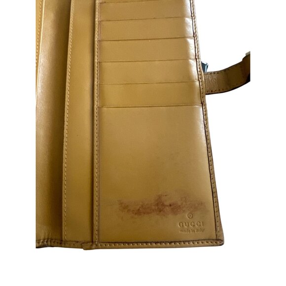 GUCCI Vintage Striped Logo Brown Tan Long Clutch Wallet w/ Box - Picture 5 of 13